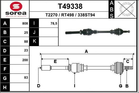 EAI T49338 - Drive Shaft autospares.lv