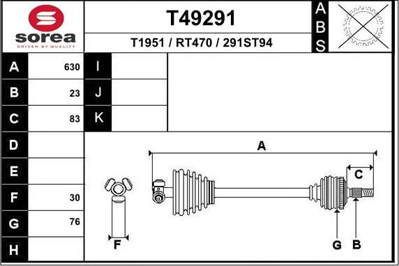 EAI T49291 - Drive Shaft autospares.lv