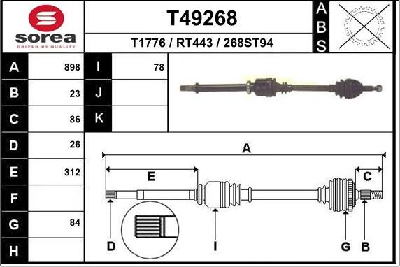 EAI T49268 - Drive Shaft autospares.lv