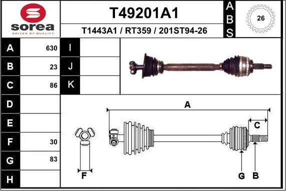 EAI T49201A1 - Drive Shaft autospares.lv