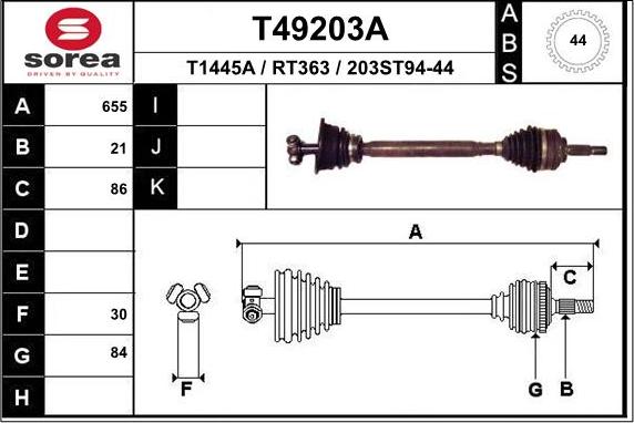 EAI T49203A - Drive Shaft autospares.lv