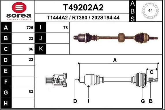 EAI T49202A2 - Drive Shaft autospares.lv