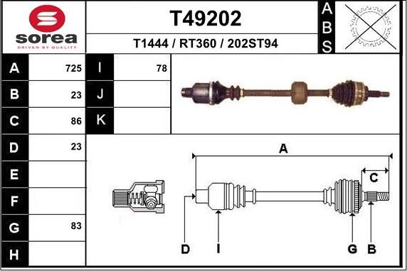 EAI T49202 - Drive Shaft autospares.lv