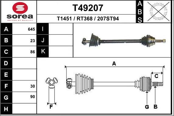 EAI T49207 - Drive Shaft autospares.lv