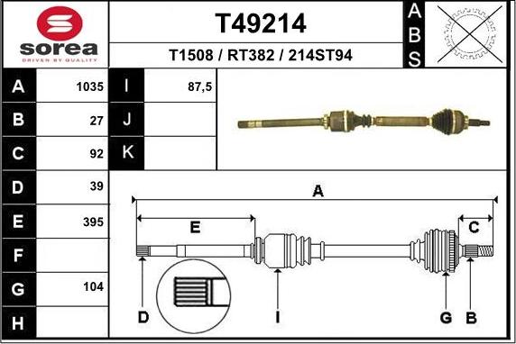 EAI T49214 - Drive Shaft autospares.lv