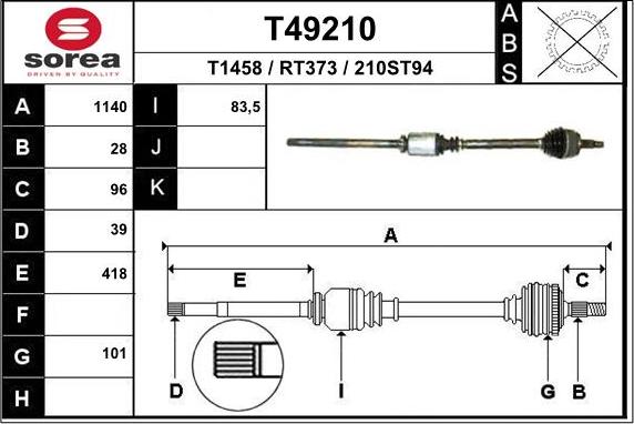 EAI T49210 - Drive Shaft autospares.lv