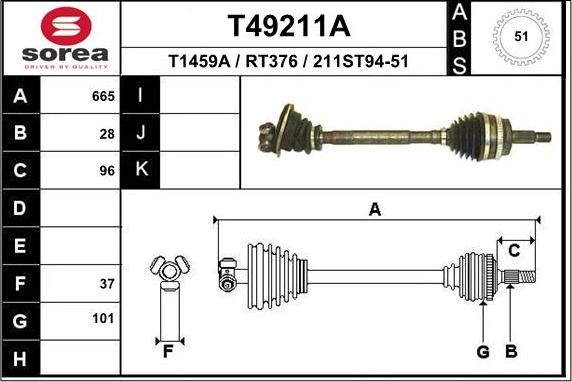 EAI T49211A - Drive Shaft autospares.lv