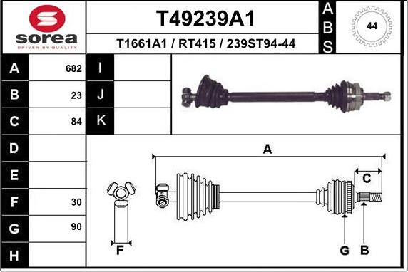 EAI T49239A1 - Drive Shaft autospares.lv