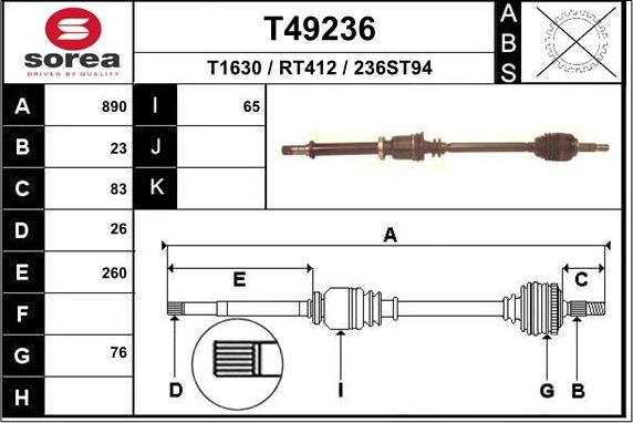 EAI T49236 - Drive Shaft autospares.lv