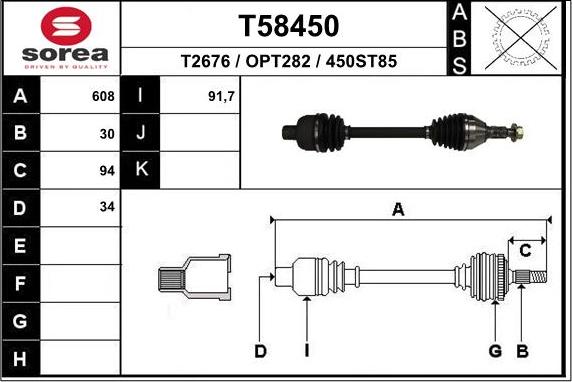 EAI T58450 - Drive Shaft autospares.lv