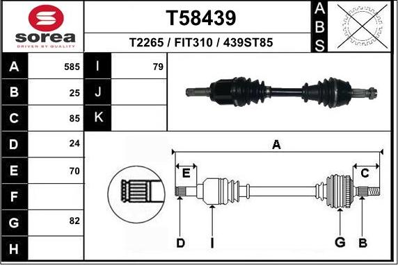 EAI T58439 - Drive Shaft autospares.lv