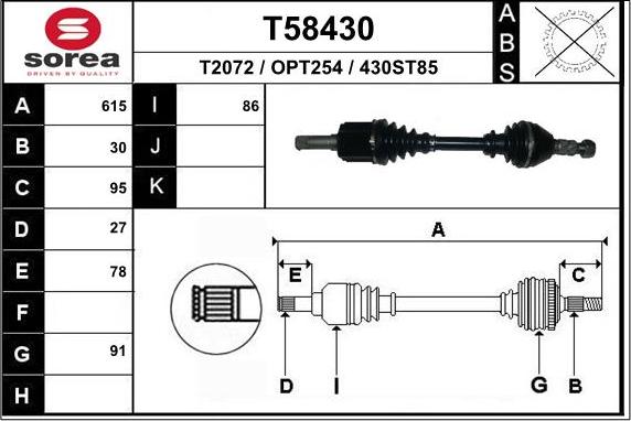 EAI T58430 - Drive Shaft autospares.lv