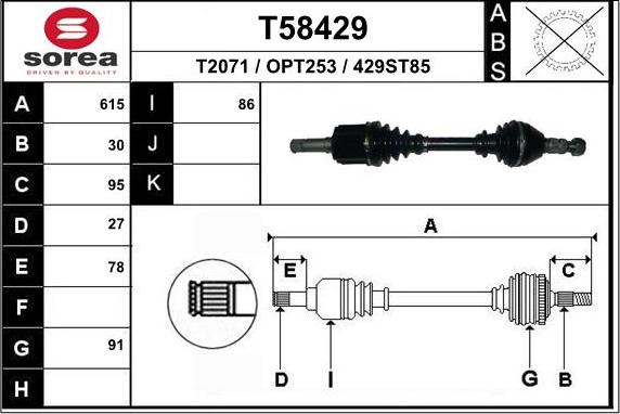 EAI T58429 - Drive Shaft autospares.lv