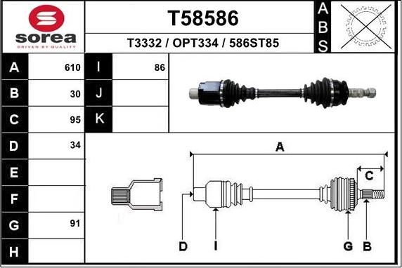 EAI T58586 - Drive Shaft autospares.lv