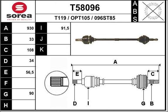 EAI T58096 - Drive Shaft autospares.lv