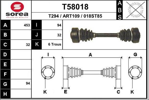 EAI T58018 - Drive Shaft autospares.lv