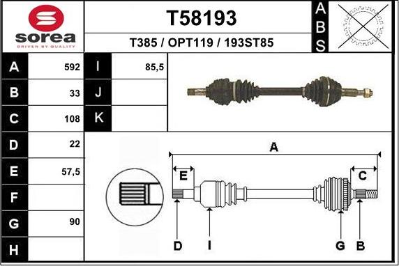 EAI T58193 - Drive Shaft autospares.lv