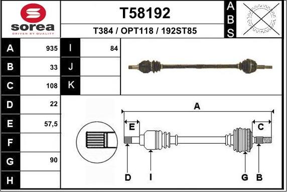 EAI T58192 - Drive Shaft autospares.lv