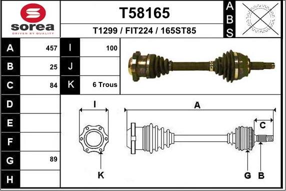 EAI T58165 - Drive Shaft autospares.lv