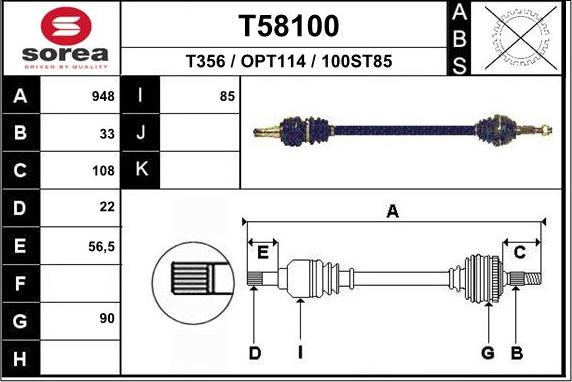 EAI T58100 - Drive Shaft autospares.lv