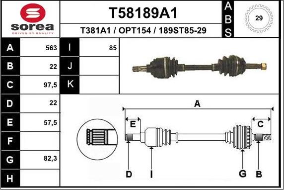 EAI T58189A1 - Drive Shaft autospares.lv