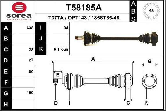 EAI T58185A - Drive Shaft autospares.lv