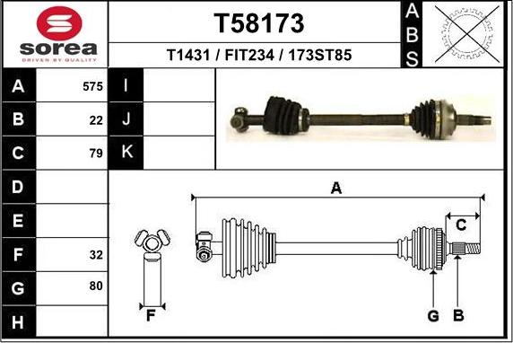 EAI T58173 - Drive Shaft autospares.lv