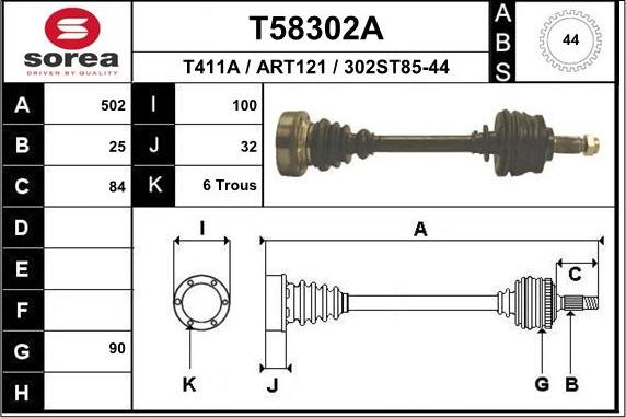 EAI T58302A - Drive Shaft autospares.lv