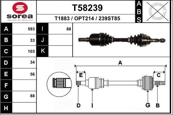 EAI T58239 - Drive Shaft autospares.lv