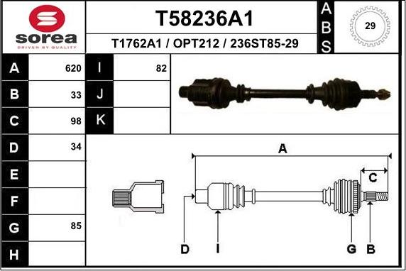 EAI T58236A1 - Drive Shaft autospares.lv