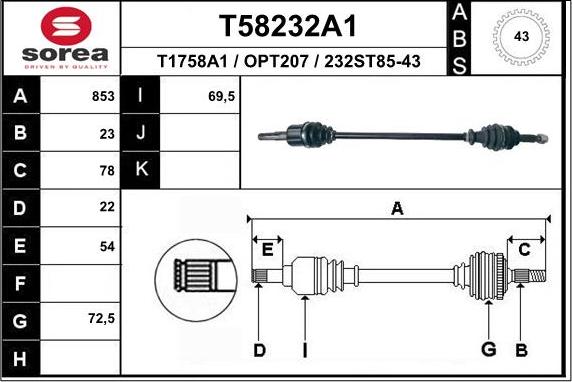 EAI T58232A1 - Drive Shaft autospares.lv