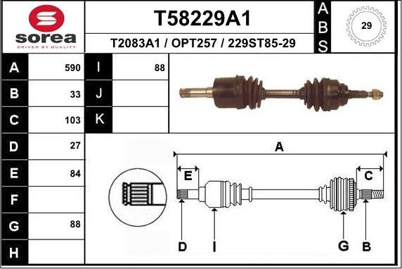 EAI T58229A1 - Drive Shaft autospares.lv