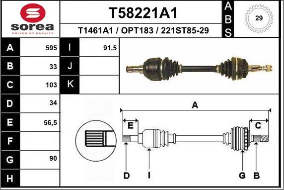 EAI T58221A1 - Drive Shaft autospares.lv