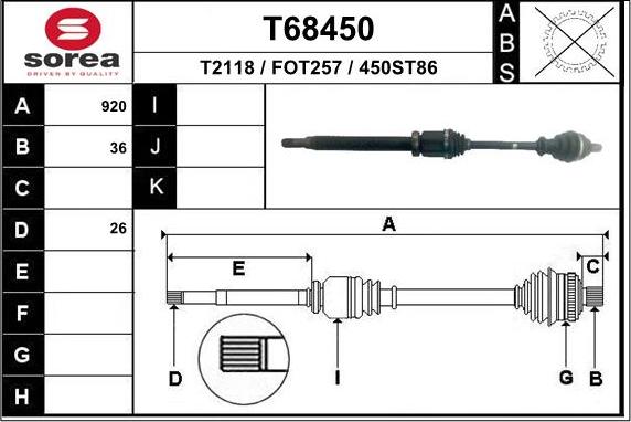 EAI T68450 - Drive Shaft autospares.lv