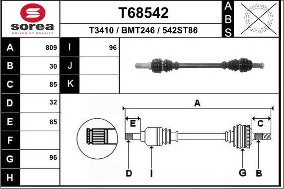 EAI T68542 - Drive Shaft autospares.lv