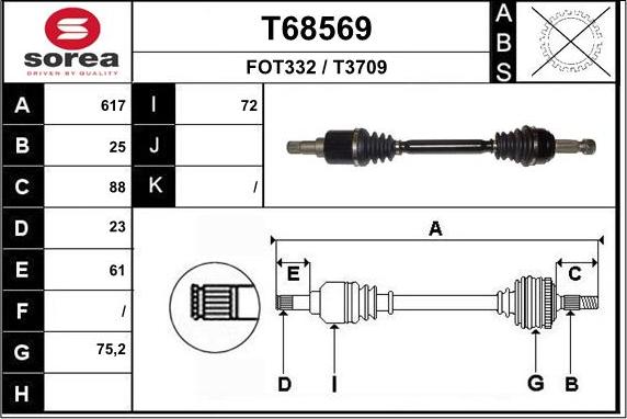 EAI T68569 - Drive Shaft autospares.lv