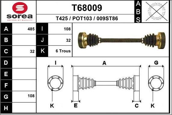 EAI T68009 - Drive Shaft autospares.lv