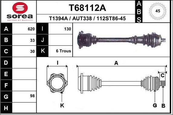 EAI T68112A - Drive Shaft autospares.lv