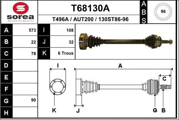 EAI T68130A - Drive Shaft autospares.lv