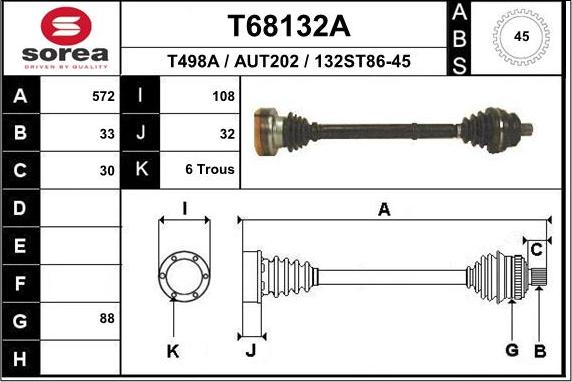 EAI T68132A - Drive Shaft autospares.lv