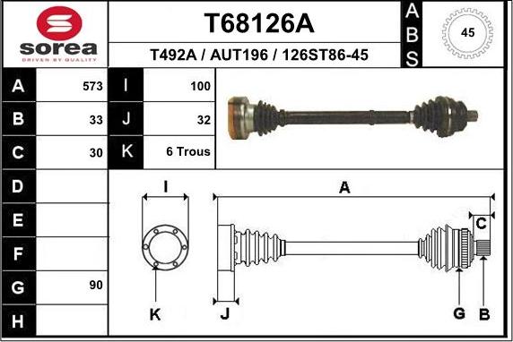 EAI T68126A - Drive Shaft autospares.lv