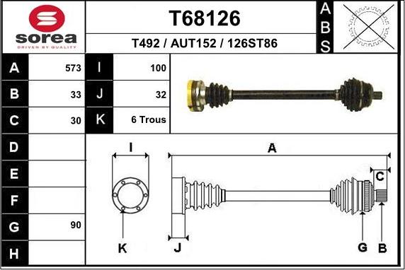 EAI T68126 - Drive Shaft autospares.lv