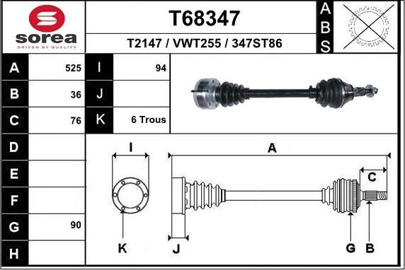 EAI T68347 - Drive Shaft autospares.lv