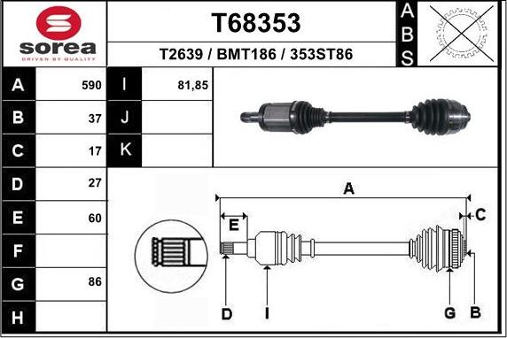 EAI T68353 - Drive Shaft autospares.lv