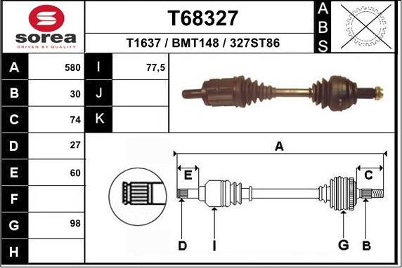 EAI T68327 - Drive Shaft autospares.lv