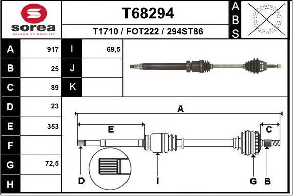 EAI T68294 - Drive Shaft autospares.lv