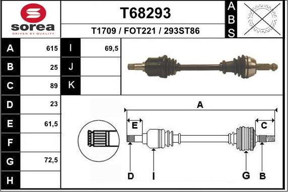 EAI T68293 - Drive Shaft autospares.lv