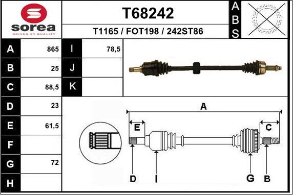 EAI T68242 - Drive Shaft autospares.lv