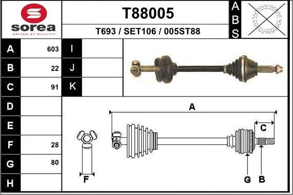 EAI T88005 - Drive Shaft autospares.lv