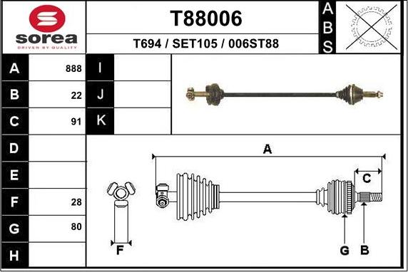 EAI T88006 - Drive Shaft autospares.lv